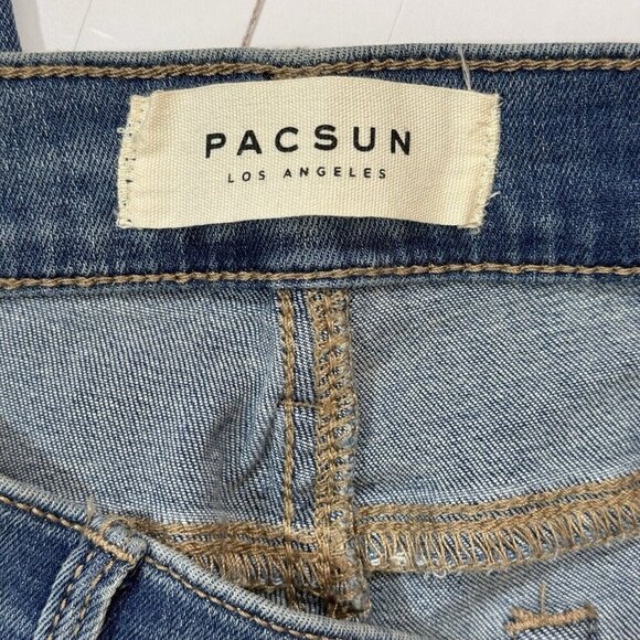 PACSUN Jeans Jegging Womens Sz 28 Blue Hi-Rise Ankle Leather Laced Sides Skinny - Picture 7 of 15